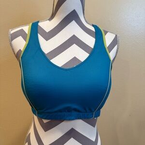 Moving Comfort Teal and Lime Sports Bra